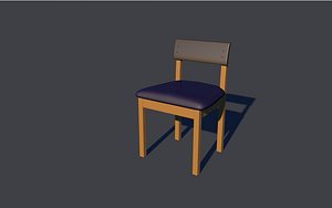 3D Wooden chair with Leather cushion 1 model