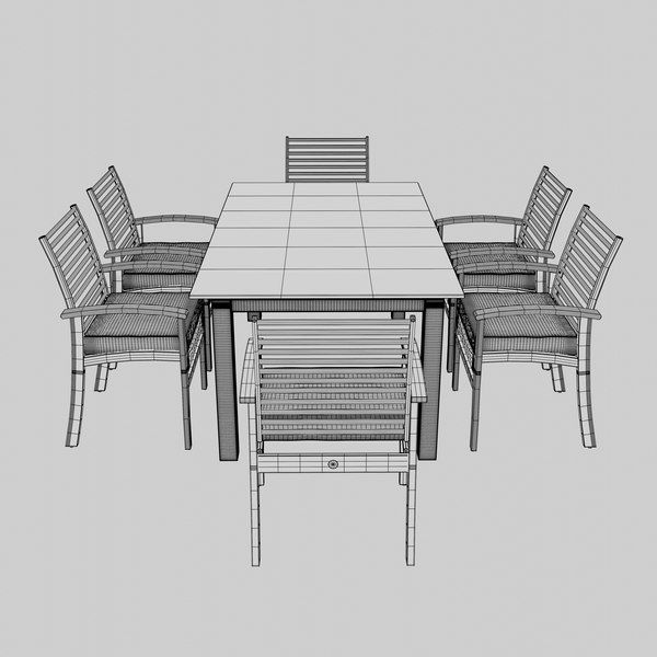 3D 6-seater dining set seat - TurboSquid 1590476