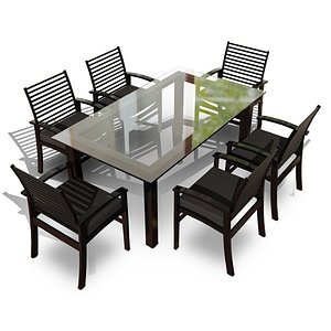 Metal Six Seater Dining Set with Tempered Glass