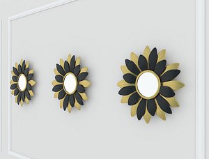 Decorative Metal Mirror plants with gold M 16