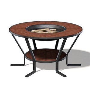 barbecue table wood 3D