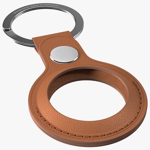 AirTag Leather Key Ring Saddle Brown 3D model