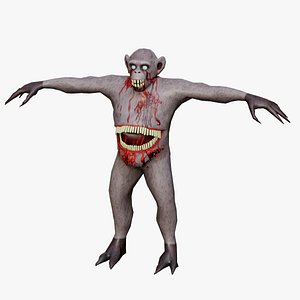 Monkey zombie monster character low poly 3D model