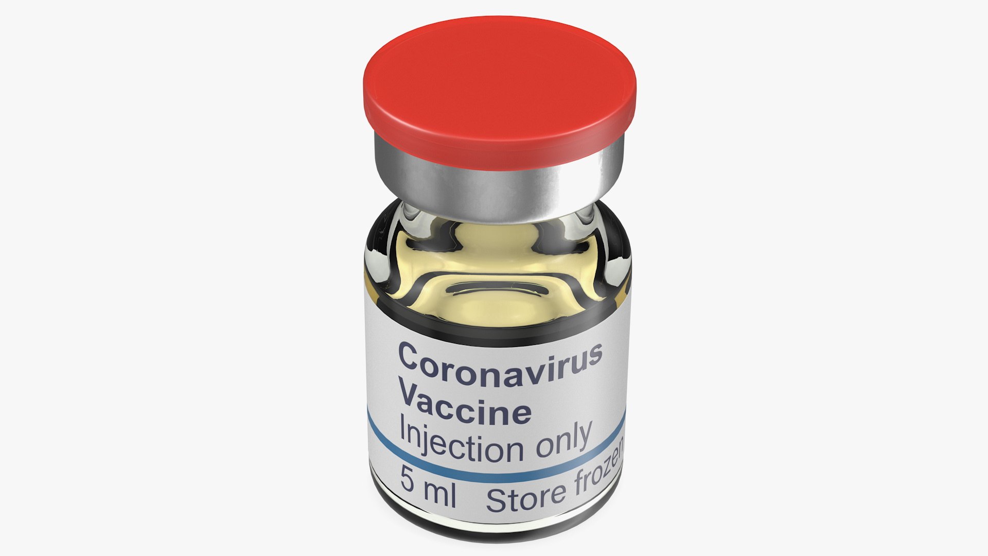 COVID 19 Vaccine Vial 5ml Red Cap 3D model preview