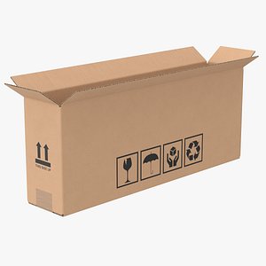 3D Cardboard Box 50x10x20 Half Open