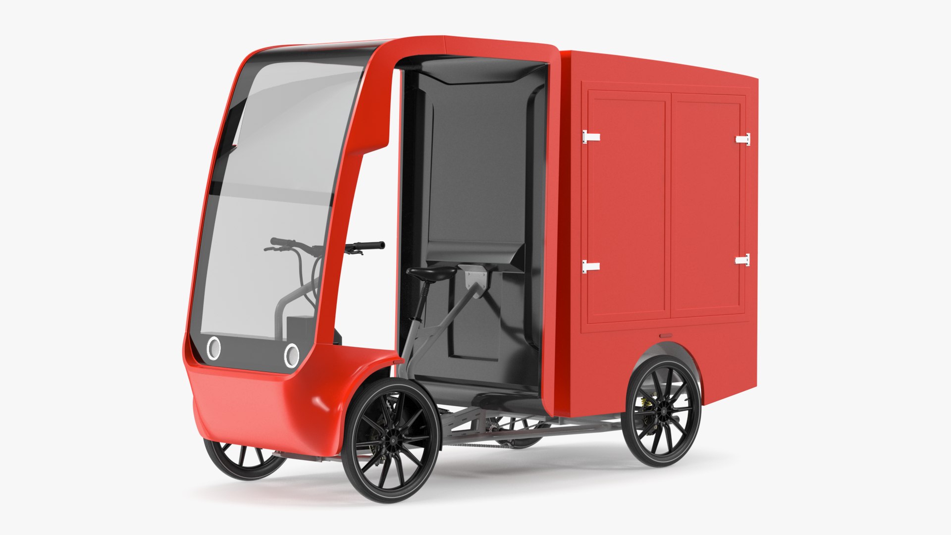Delivery Electric Cargo Bike Red 3D model preview