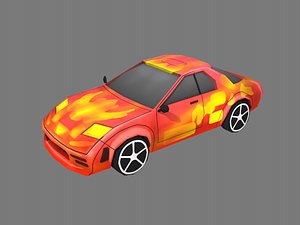 cartoon red car 3D model