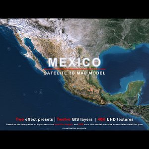 Mexico Map - 40K Realistic Satellite Terrain - Elevation