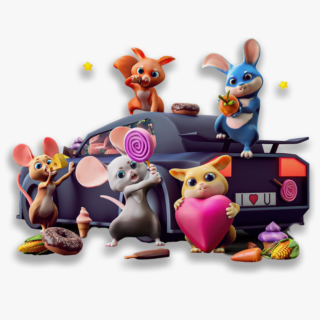 Warrior Rodents Pack Hamster Squirrel Rabbit Mouse Rat 58 3D