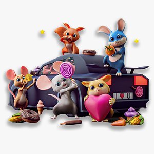 Warrior Rodents Pack - Hamster Squirrel Rabbit Mouse Rat - 58 3D