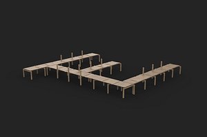 Wooden pier 3D model 3D