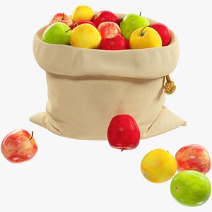 3D Jute Bag with Apples V1 model