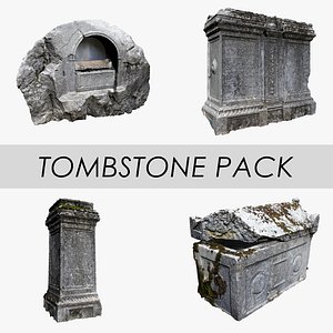 3D tombstone pack stone tomb model