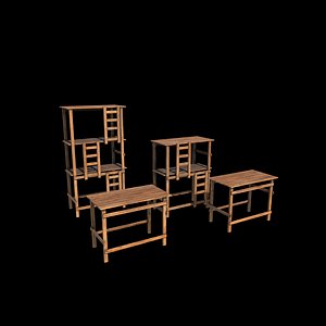 Wood Scaffolding 3D model model
