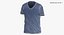 3D model T Shirt Worn Male V Neck Pose 02 White Blank and Banded Heather