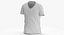 3D model T Shirt Worn Male V Neck Pose 02 White Blank and Banded Heather