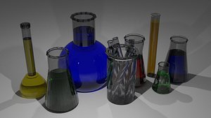 Stylized Laboratory Test Tubes  Low-poly 3D model 3D model