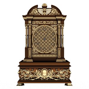 Casket Clock Carved 05 Red 3D model
