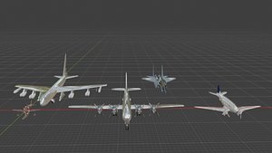 5 Aircraft 3D Models Pack - Military  Historic Airplane Bundle 3D model