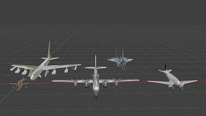 5 Aircraft 3D Models Pack - Military Historic Airplane Bundle