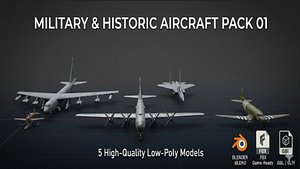 5 Aircraft 3D Models Pack - Military  Historic Airplane Bundle 3D model