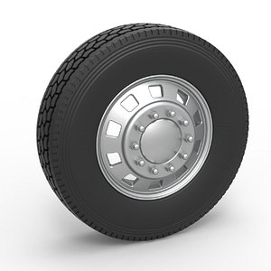 3D Diecast 10 Square Hole Front wheel of semi truck Scale 1 to 25