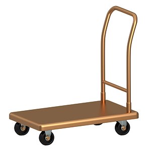 Flat Bed Self Assembly Copper Platform Trolley 3D