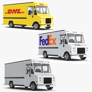 3D Detailed Three Trucks model