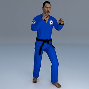 3D rigged jiu jitsu martial model