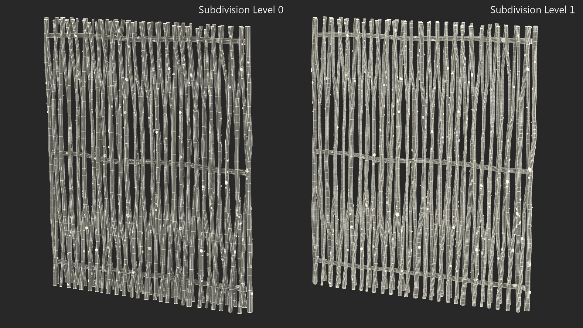 Wattle Fence Panel High 3D model https://p.turbosquid.com/ts-thumb/K7/VWOEi9/X3/wattlefencepanelhighvray3dmodel017/jpg/1684722141/1920x1080/fit_q87/f0b94c2821376019ab1be9905a785953e8e61b19/wattlefencepanelhighvray3dmodel017.jpg