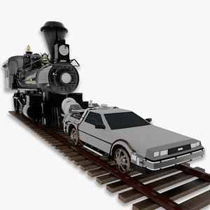 Back to the Future 3 - Delorean and Locomotive 3D model