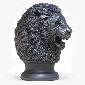 3D Angry Lion Head Statue Finial Sculpture