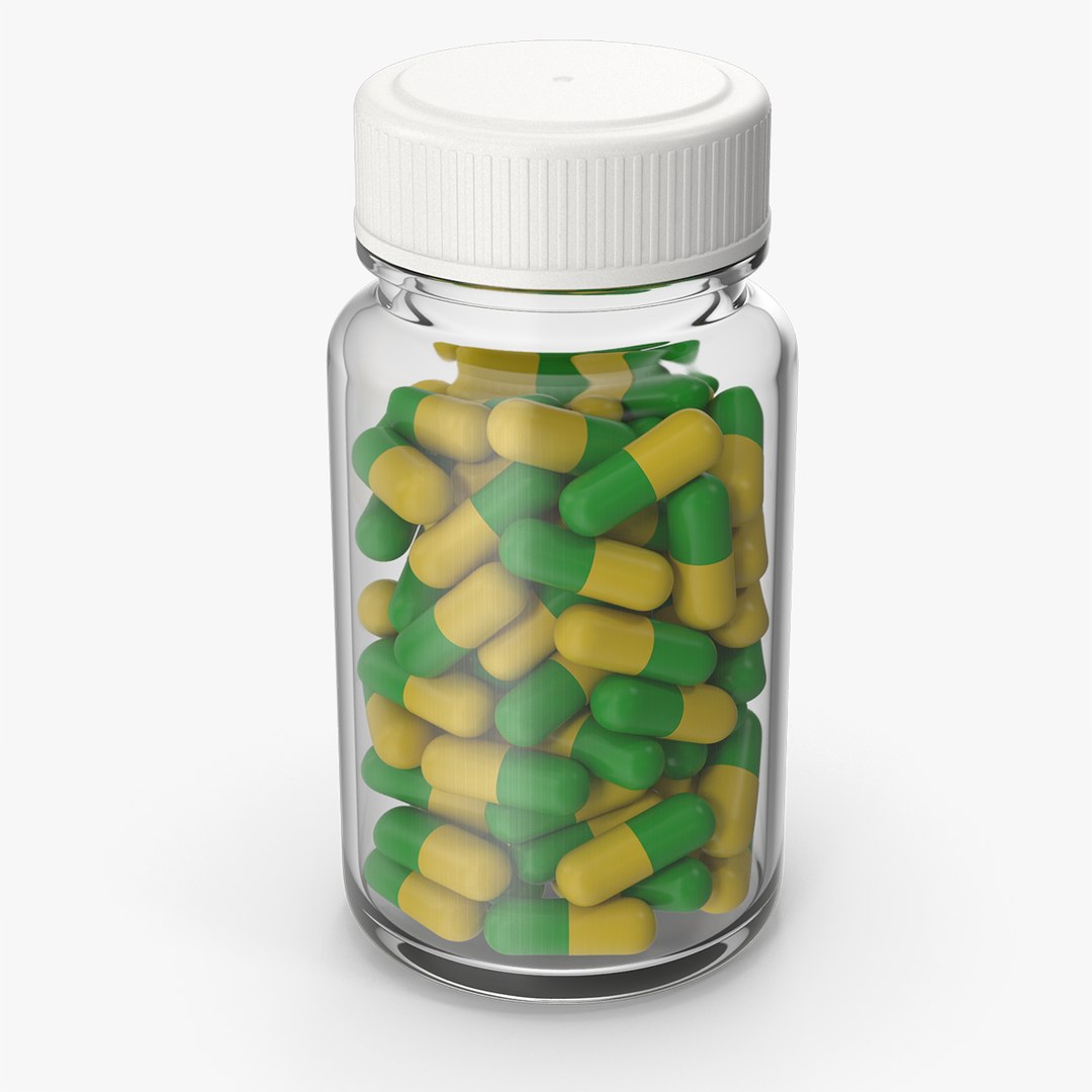 Pill Bottle With Pill Capsules model TurboSquid 1940532