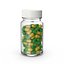 Flacon de pilules avec des capsules jaunes vertes