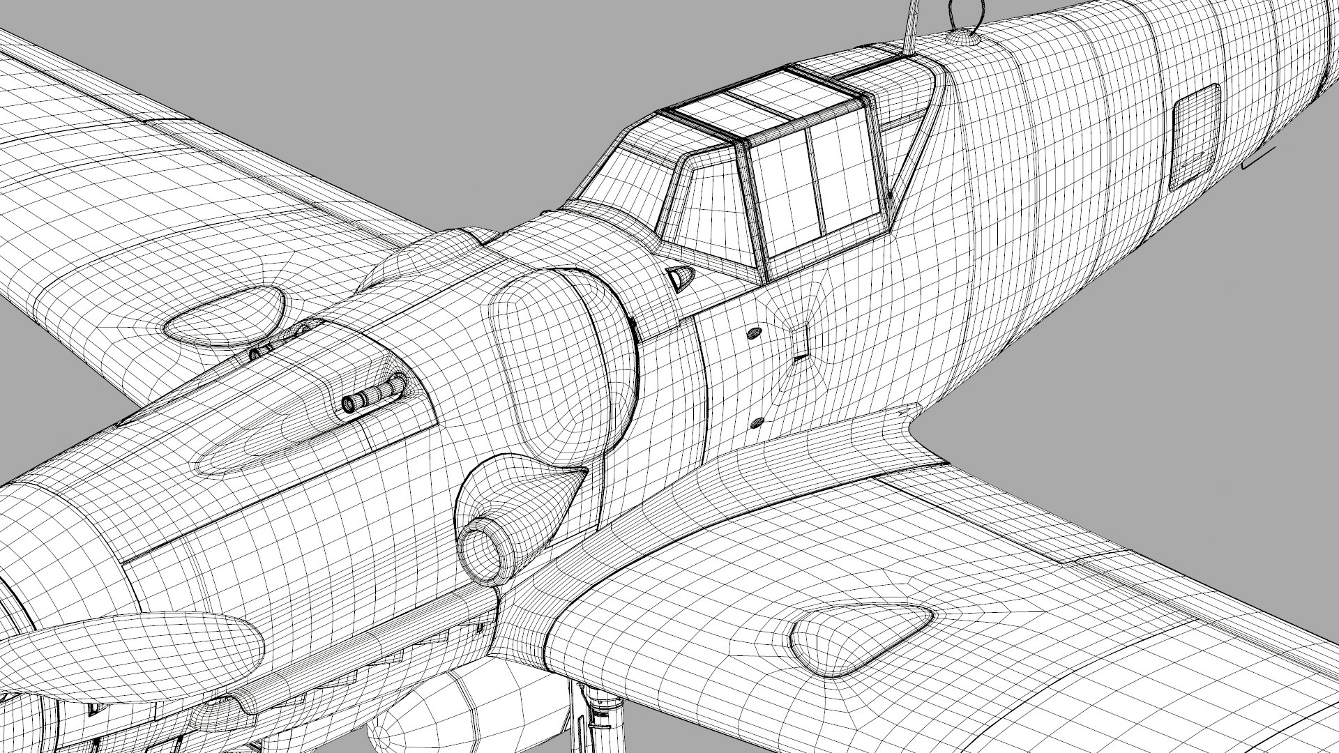 bf-109 german fighter 3d model https://p.turbosquid.com/ts-thumb/K7/oknJSY/8YCgKadg/me_bf109g_v03_wireframe.0029/jpg/1445790252/1920x1080/fit_q87/b824c17b33b0b932f5fd2b7b67c70991ad4f30c0/me_bf109g_v03_wireframe.0029.jpg