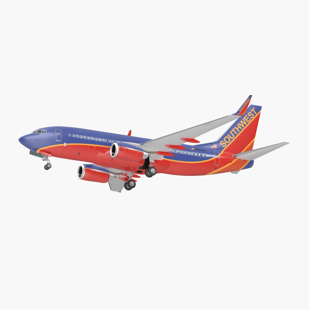 Boeing 737-700 with Interior Southwest Airlines Rigged 3D model preview