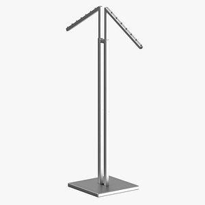 Clothing 2 Way Rack 02 Metal Black and White 3D model