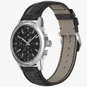 Chronograph Watch Leather Bracelet Closed