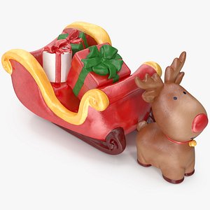 Deer with Sleigh Figurine 2