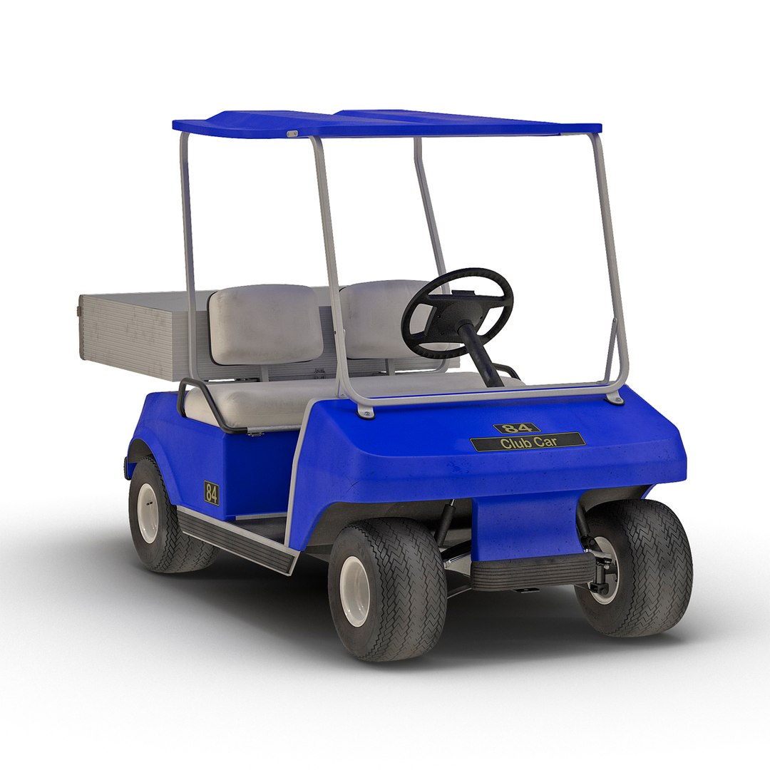 Golf Cart Blue 3D Model 3D model preview