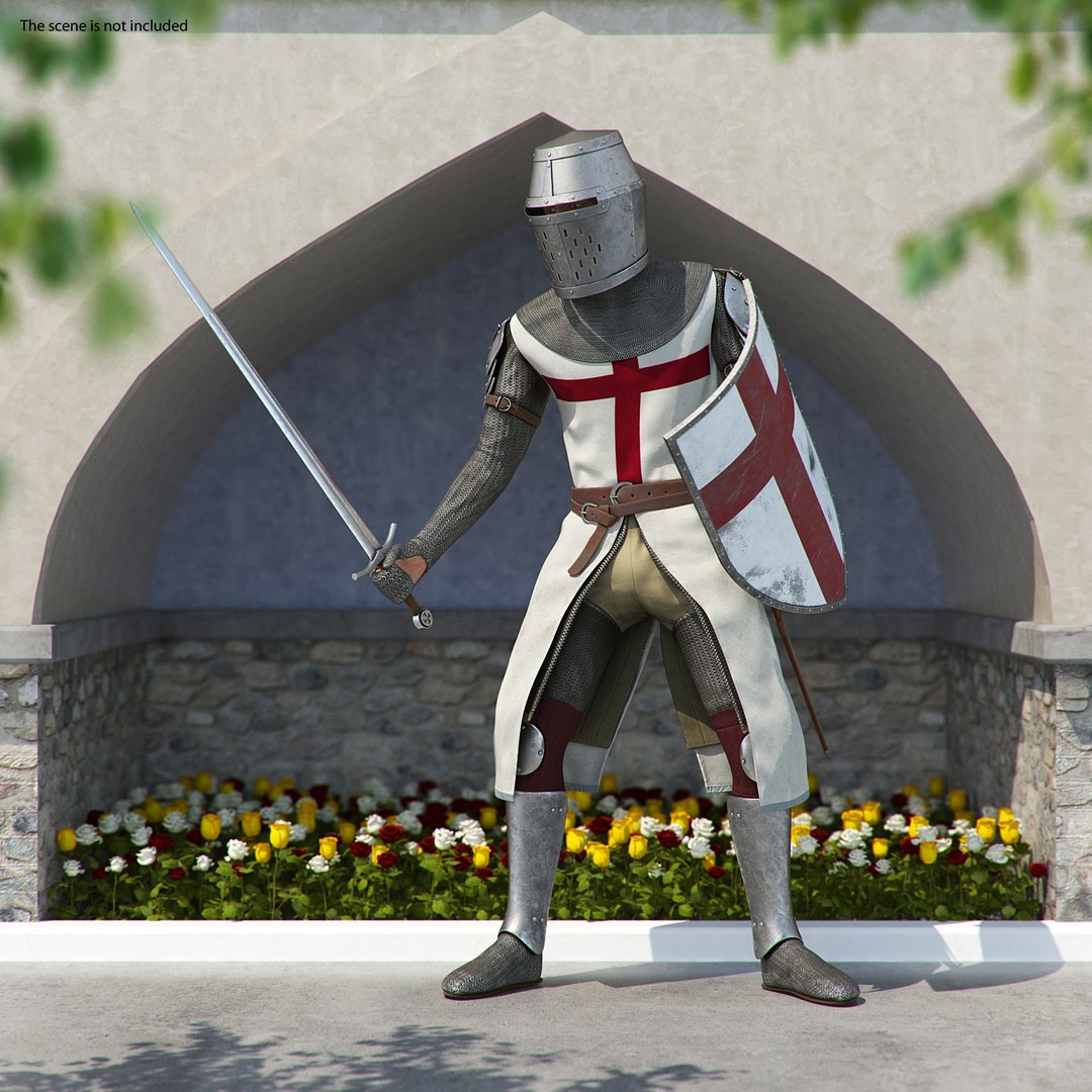 Crusader Knight Templar Attack Pose 3D model preview