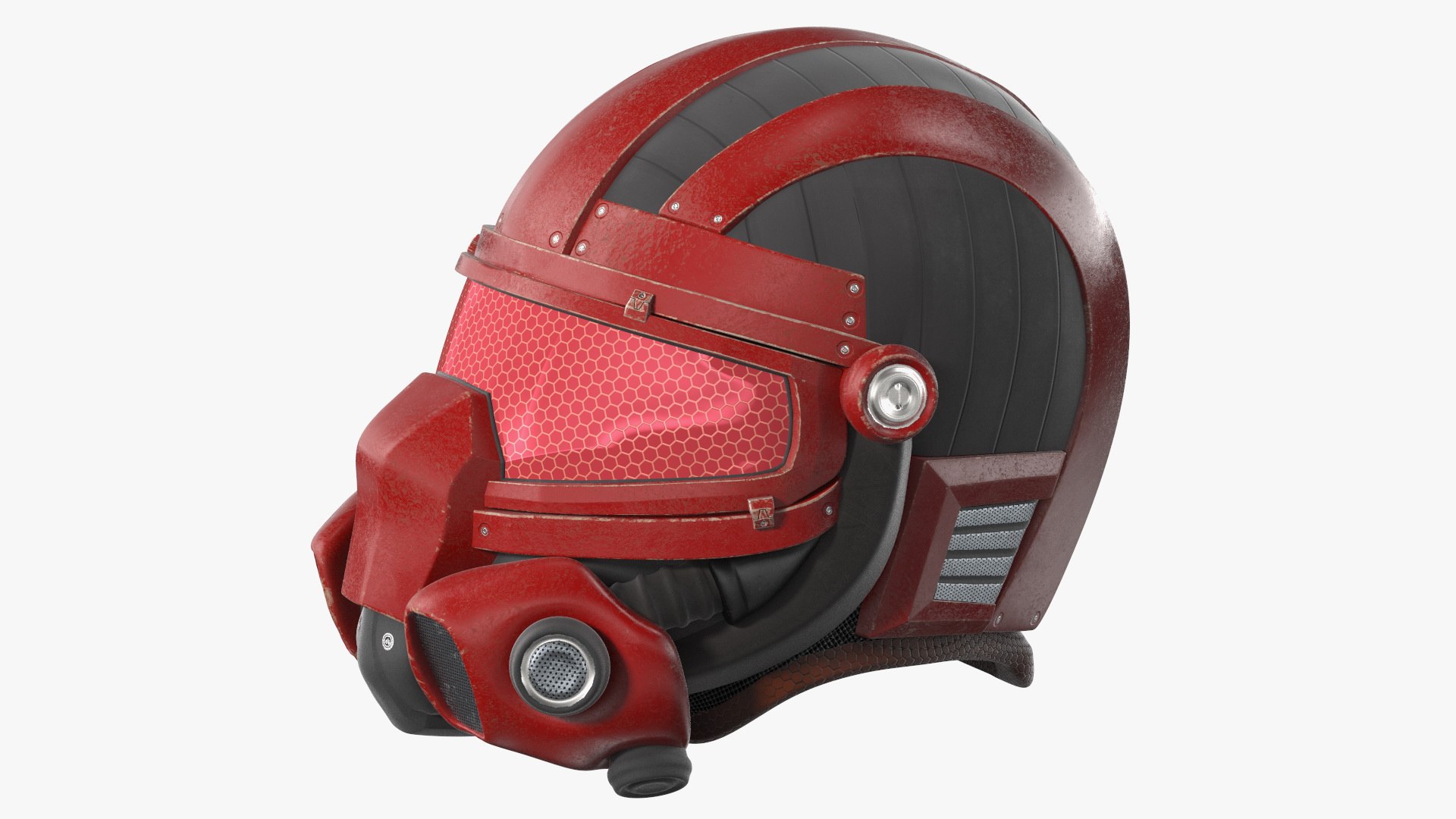 SciFi Helmet Red 3D model preview