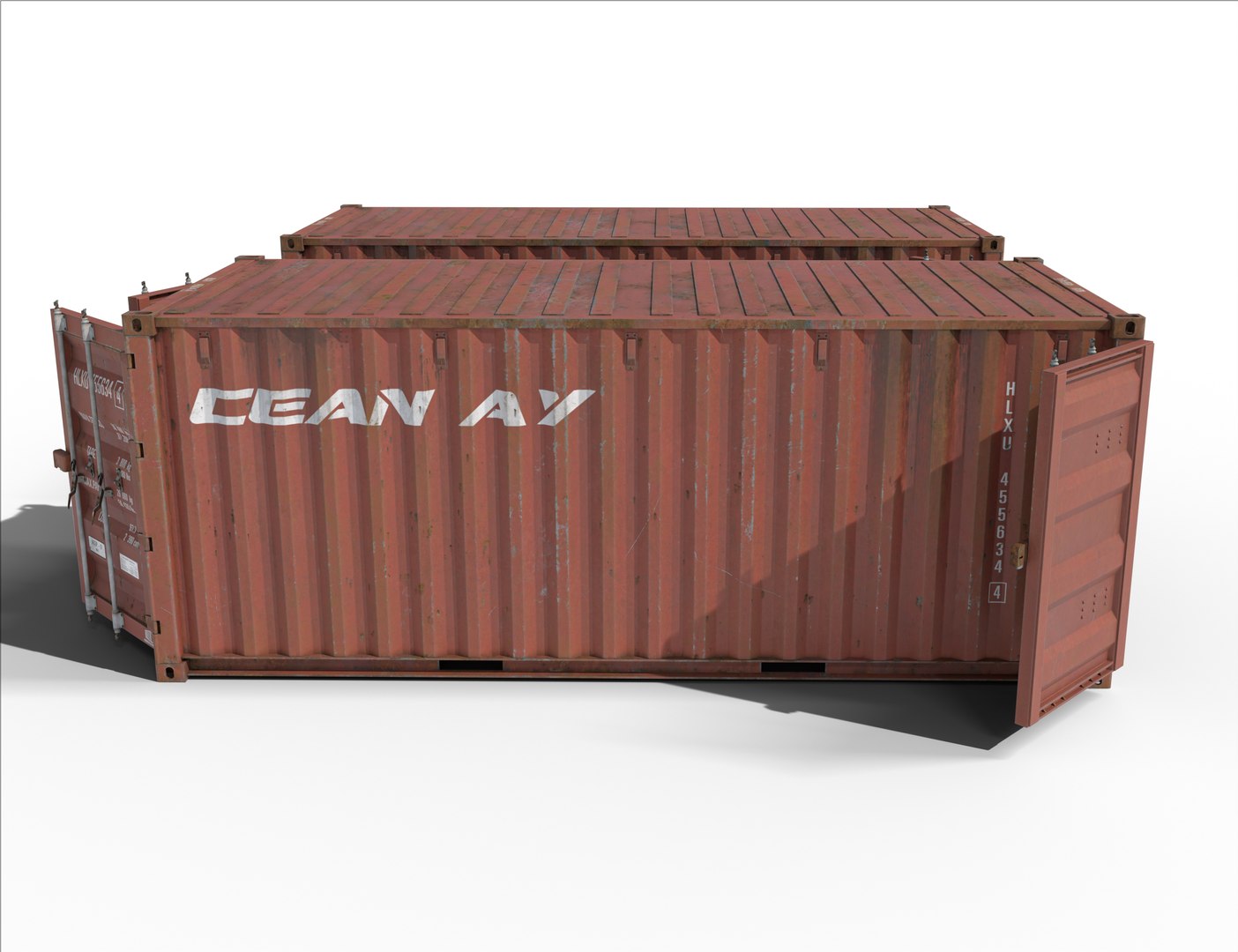 3D Model 20ft Cargo Container Old Red - TurboSquid 2205940