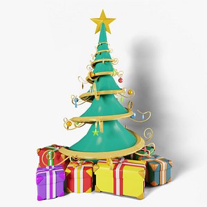 Stylized Christmas Tree and gift boxes