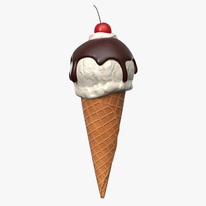 Ice Cream Cone 1v PBR 3D model