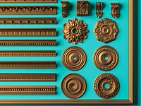 lassic Molding 3D Model Pack Carved Cornice Rosette Bracket Set