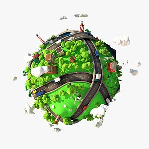 cartoon planet city 3D model