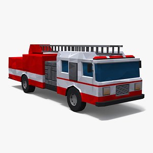 Low Poly Stylized Model Fire Engine