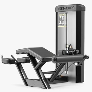 Freemotion Prone Leg Curl Trainer Black Rigged for Cinema 4D