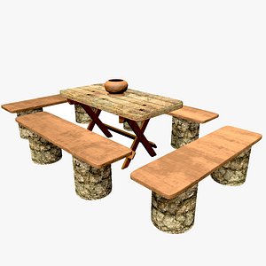 Nature Wooden Table with Benches